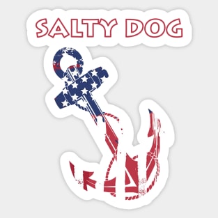 Salty Dog American Flag Painted Anchor Sticker